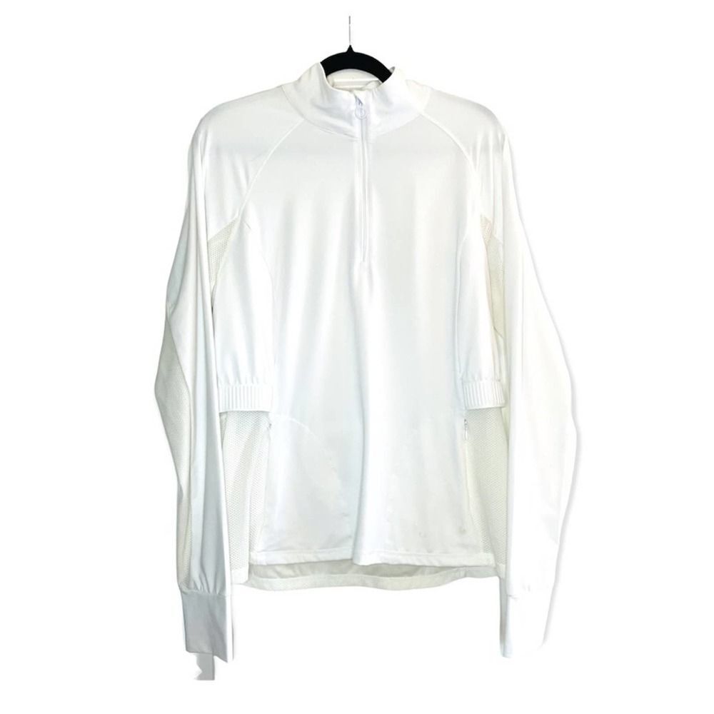Fabletics Quarter Zip Athletic Running Jacket White Size Medium